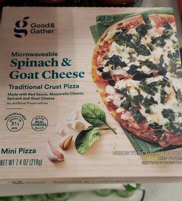 Spinach & Goat Cheese Microwaveable Traditional Crust Mini Pizza With Red Sauce, Mozzarella Cheese, Spinach And Goat Cheese, Spinach & Goat Cheese
