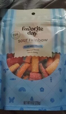Sour Rainbow Filled Mini Straws, Sour Rainbow