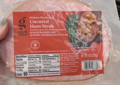 Hickory Smoked Uncured Ham Steak, Hickory Smoked