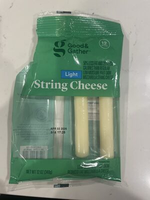 Light Mozzarella Low-Moisture Part-Skim Reduced Fat String Cheese, Light Mozzarella