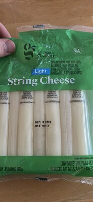 Light Mozzarella Low-Moisture Part-Skim Reduced Fat String Cheese, Light Mozzarella