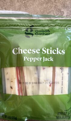 Pepper Jack Monterey Jack Cheese Sticks With Jalapeno Peppers, Pepper Jack
