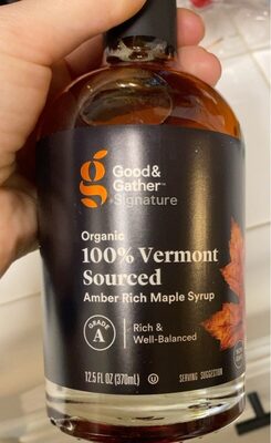 Vermont Sourced Amber Rich Maple Organic Syrup, Vermont Sourced Amber Rich Maple