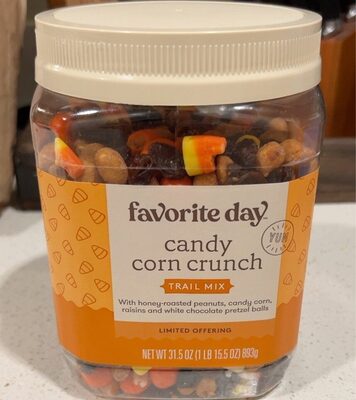 Candy Corn Crunch Trail Mix With Honey-Roasted Peanuts, Candy Corn, Raisins And White Chocolate Pretzel Balls, Candy Corn Crunch