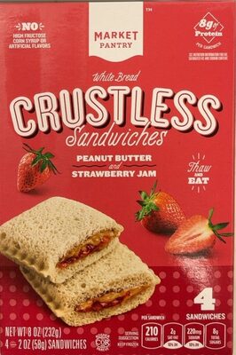 Peanut Butter And Strawberry Jam White Bread Crustless Sandwiches, Peanut Butter And Strawberry Jam