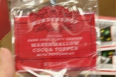 Dark Chocolaty Coated Marshmallow Cocoa Topper With Peppermint, Dark Chocolaty With Peppermint