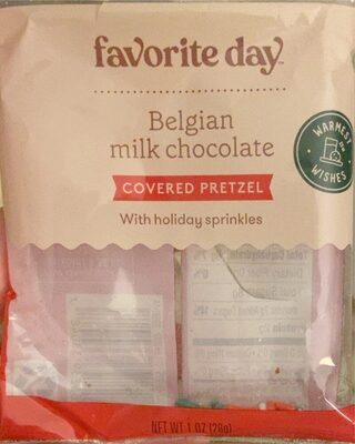 Belgian Milk Chocolate Covered Pretzel With Holiday Sprinkles, Belgian Milk Chocolate