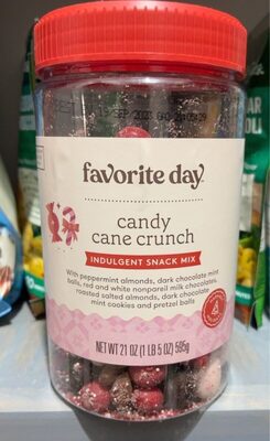 Candy Cane Crunch Indulgent Snack Mix With Peppermint Almonds, Dark Chocolate Mint Balls, Red And White Nonpareil Milk Chocolates, Roasted Salted Almonds, Dark Chocolate Mint Cookies And Pretzel Balls, Candy Cane Crunch