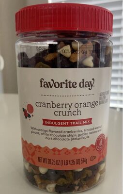 Cranberry Orange Crunch Indulgent Trail Mix With Orange-Flavored Cranberries, Frosted Walnut Pieces, White Chocolate Chips, Golden Raisins And Dark Chocolate Pretzel Balls, Cranberry Orange Crunch