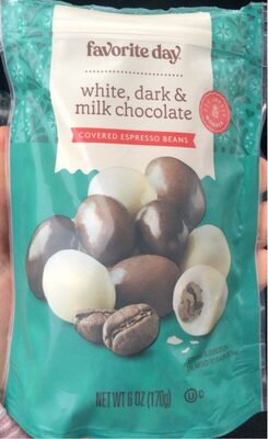 White, Dark & Milk Chocolate Covered Espresso Beans, White, Dark & Milk Chocolate