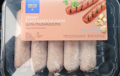 Vegan Plant Based Sausage With Mushrooms, Vegan With Mushrooms