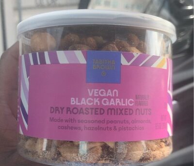 Vegan Black Garlic Dry Roasted Mixed Nuts With Seasoned Peanuts, Almonds, Cashews, Hazelnuts & Pistachios, Vegan Black Garlic