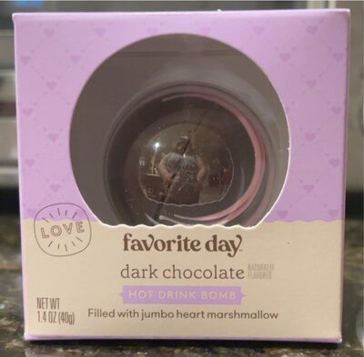 Dark Chocolate Hot Drink Bomb Filled With Jumbo Heart Marshmallow, Dark Chocolate