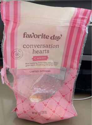 Conversation Hearts Candy, Blue Raspberry, Lemon Lime, Orange, Green Apple, Strawberry, Grape