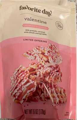 Valentine's Crunchy Clusters With Pretzels, Caramel, White Drizzle And Sprinkles, Valentine's