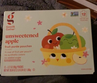 Unsweetened Apple Fruit Puree Pouches, Unsweetened Apple