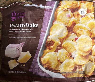 Potato Bake Potato Slices & Red Onion In A White Cheese Gratin Sauce, Potato Bake