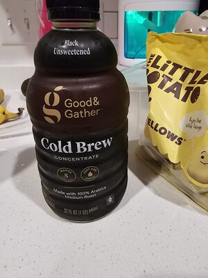 Medium Roast Black Unsweetened Cold Brew 100% Arabica Coffee Concentrate, Black Unsweetened