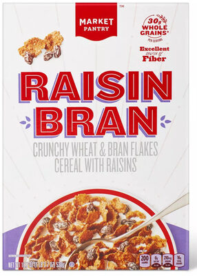 Raisin Bran Crunchy Wheat & Bran Flakes Cereal With Raisins, Raisin Bran