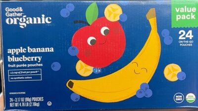 Apple Banana Blueberry Fruit Puree Pouches, Apple Banana Blueberry