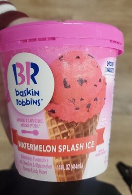 Watermelon Splash Ice Flavor Watermelon Flavored Ice With Chocolate & Watermelon Flavored Candy Pieces, Watermelon Splash Ice