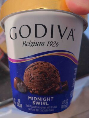 Midnight Swirl Dark Chocolatey Ice Cream With A Fudge Swirl And Dark Chocolatey Flakes Ice Cream, Midnight Swirl