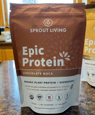 Epic Protein Organic Plant Protein 19 G + Superfoods Powder, Chocolate Maca, Chocolate Maca