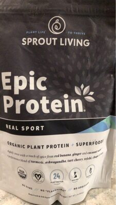 Epic Protein Organic Plant Protein 24 G + Superfoods Powder, Real Sport, Real Sport