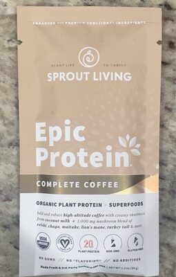 Epic Protein Organic Plant Protein 20 G + Superfoods Powder, Complete Coffee, Complete Coffee