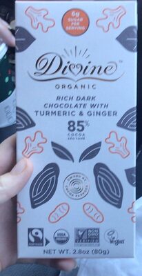 Rich Dark Chocolate With Turmeric & Ginger, 85% Cocoa, Turmeric & Ginger