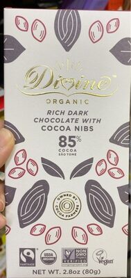 Rich Dark Chocolate With Cocoa Nibs, 85% Cocoa, Cocoa Nibs
