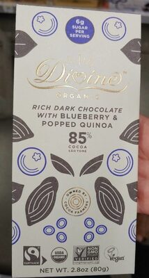 Rich Dark Chocolate With Blueberry & Popped Quinoa, 85% Cocoa, Blueberry & Popped Quinoa