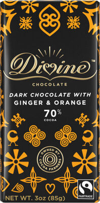 Dark Chocolate With Ginger & Orange, 70% Cocoa, Ginger & Orange