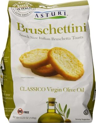 Classico Virgin Olive Oil Bruschettini Snack Size Italian Bruschetta Toasts, Classico Virgin Olive Oil