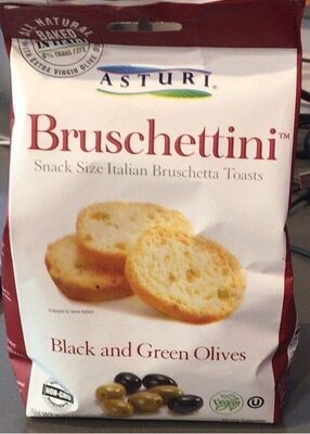 Black And Green Olives Snack Size Italian Bruschetta Toasts, Black And Green Olives
