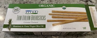 Rosemary & Extra Virgin Olive Oil Organic Grissini Torinesi Thin Italian Breadsticks, Rosemary & Extra Virgin Olive Oil
