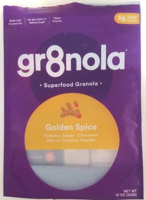 Golden Spice Pumpkin Seeds, Cinnamon, Hint Of Turmeric Powder Superfood Granola, Golden Spice