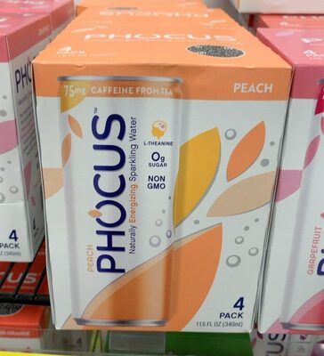 Peach Caffeinated Sparkling Water, Peach