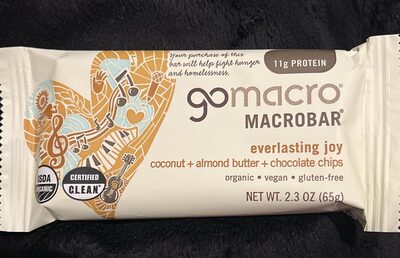 Coconut + Almond Butter + Chocolate Chips Everlasting Joy Macrobar, Coconut + Almond Butter + Chocolate Chips