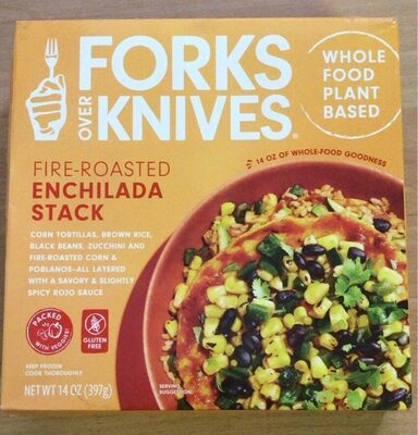Fire-Roasted Enchilada Stack Corn Tortillas, Brown Rice, Black Beans, Zucchini And Fire-Roasted Corn & Poblanos-All Layered With A Savory & Slightly Spicy Rojo Sauce, Fire-Roasted Enchilada Stack