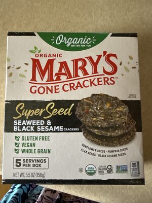 Seaweed + Black Sesame Organic Super Seed Crackers, Seaweed + Black Sesame