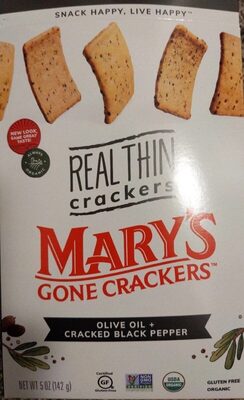 Olive Oil + Cracked Black Pepper Organic Real Thin Crackers, Olive Oil + Cracked Black Pepper
