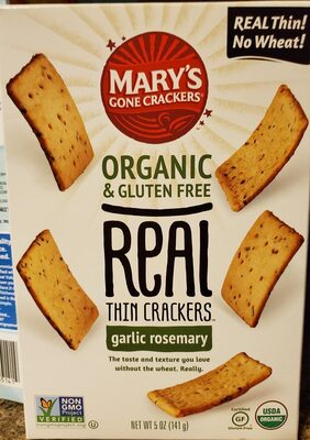 Garlic Rosemary Organic Real Thin Crackers, Garlic Rosemary