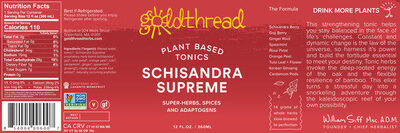 Schisandra Supreme Plant Based Tonics, Schisandra Supreme