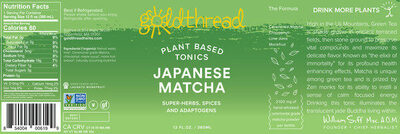 Japanese Matcha Plant Based Tonics, Japanese Matcha