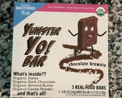 Chocolate Brownie Kids Real Food Yumster Yo! Bars, Chocolate Brownie