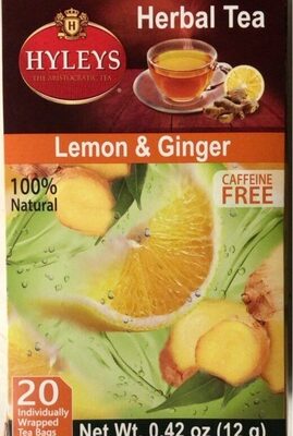 Lemon & Ginger Herbal Tea Bags, Lemon; Ginger