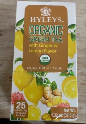 Organic With Ginger & Lemon Flavor Green Tea, Ginger; Lemon