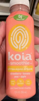 Straw-Nana Dream Plant-Based Blended Smoothie, Strawberry; Banana; Pear; Apple