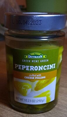 Greek Mini Green Peperoncini Stuffed With Cheese Filling
